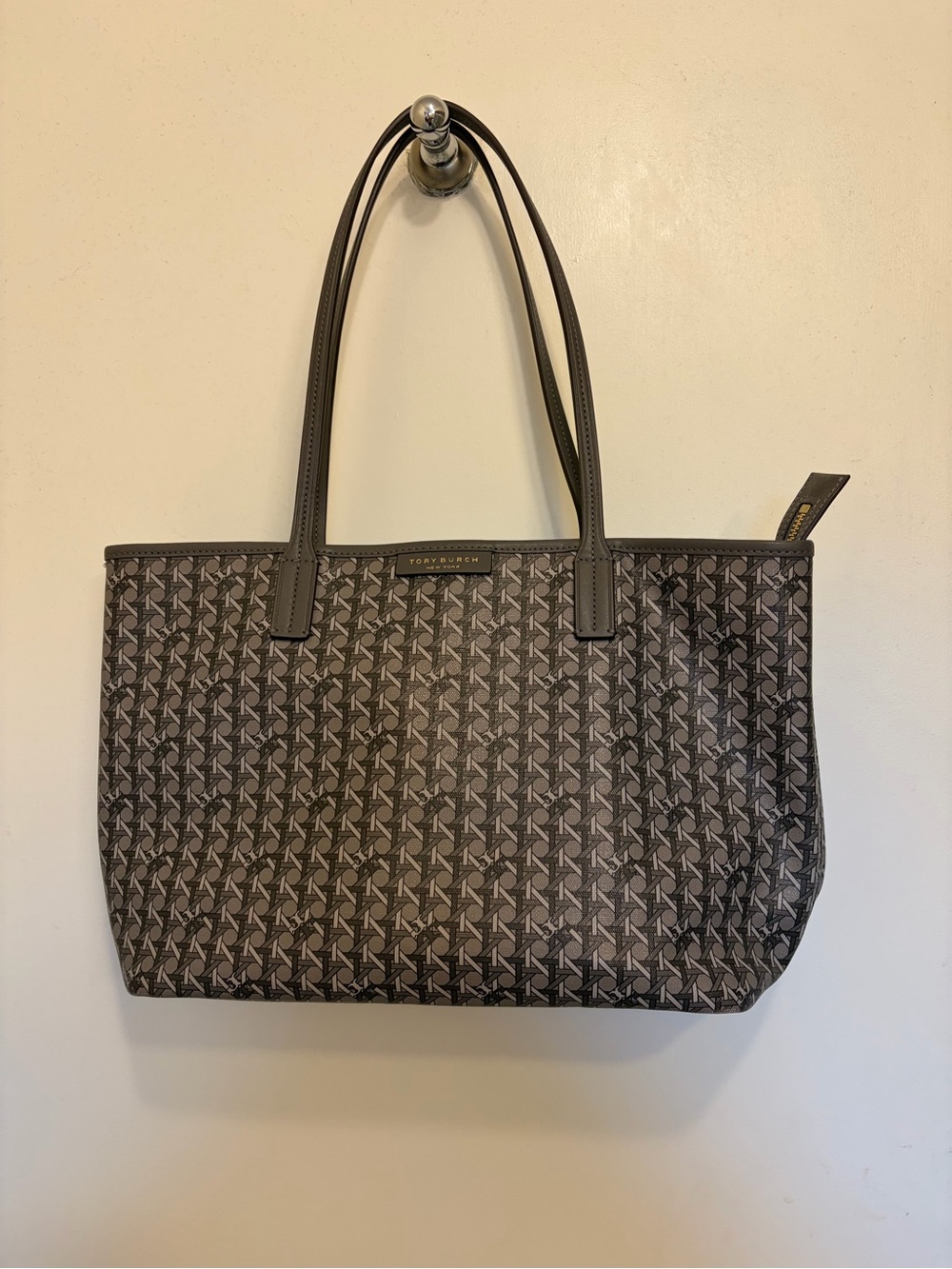 Tory Burch Gray Monogram Tote